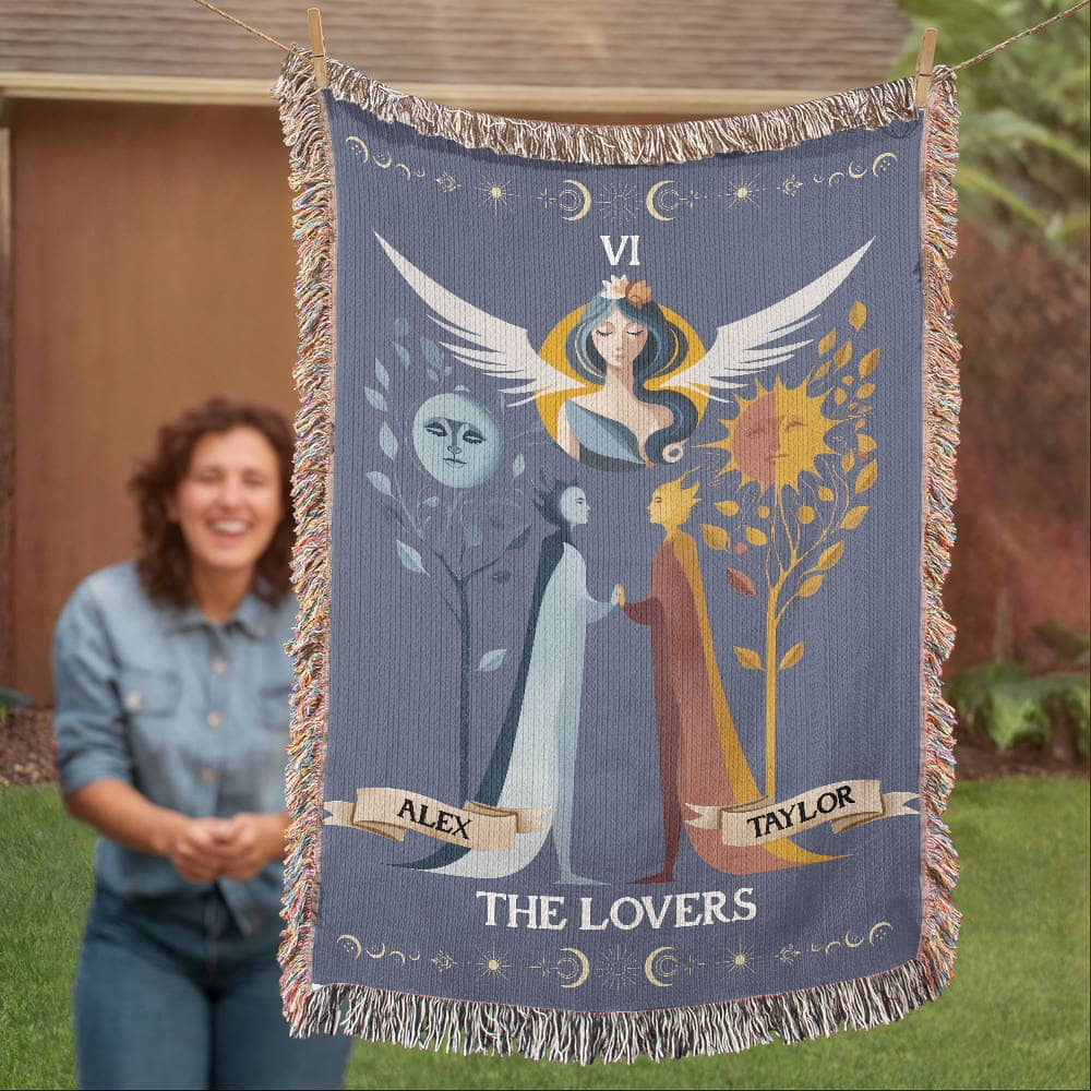 The Lovers Personalized Woven Blanket