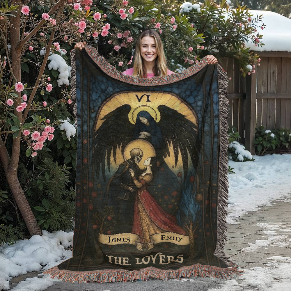 The Lovers, Personalized Tarot Card Woven Blanket